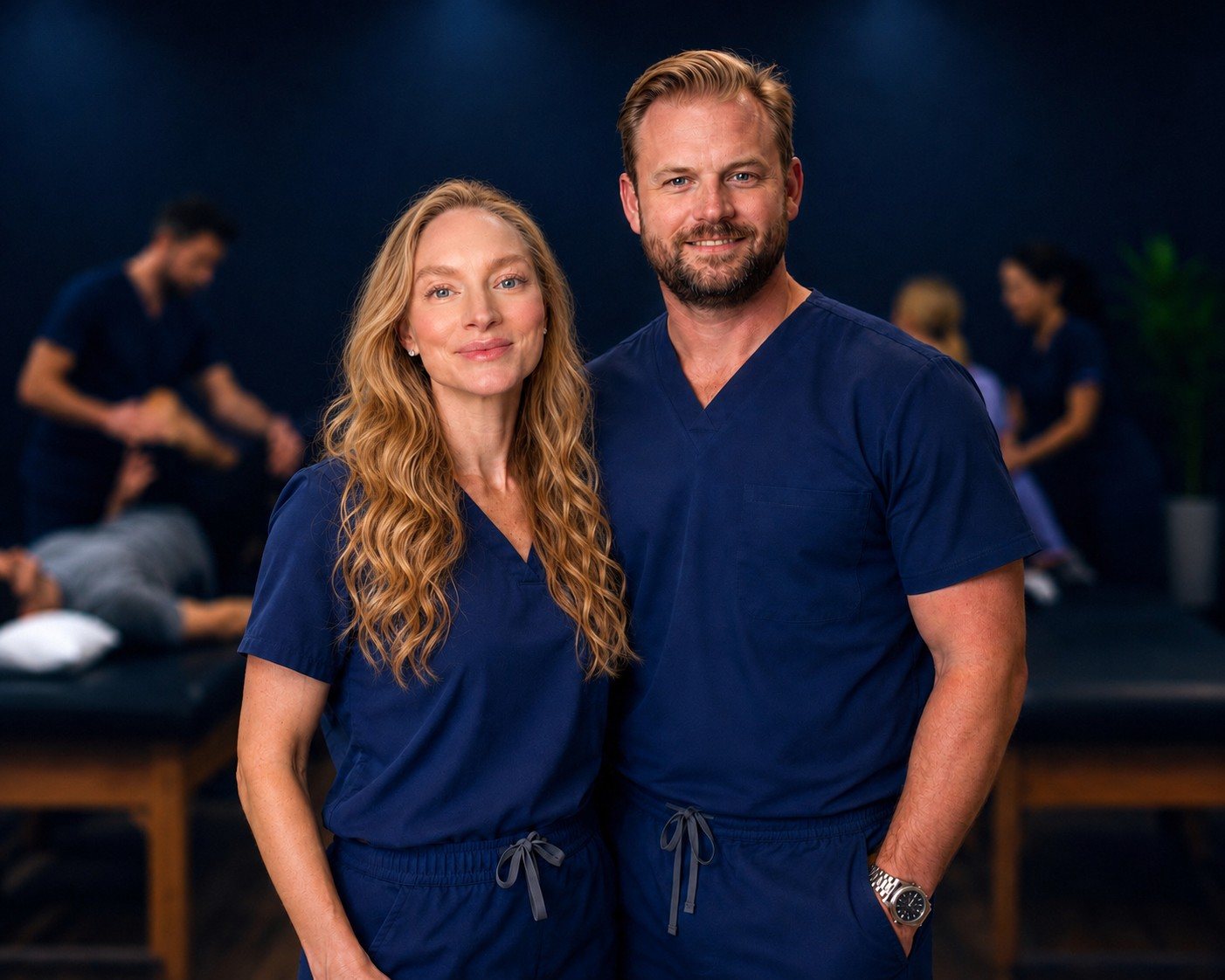 Jennifer Kinnear and Dr. Adam Bohnenblust, co-founders of Texas Functional Health Centers, in their Dallas, TX clinic